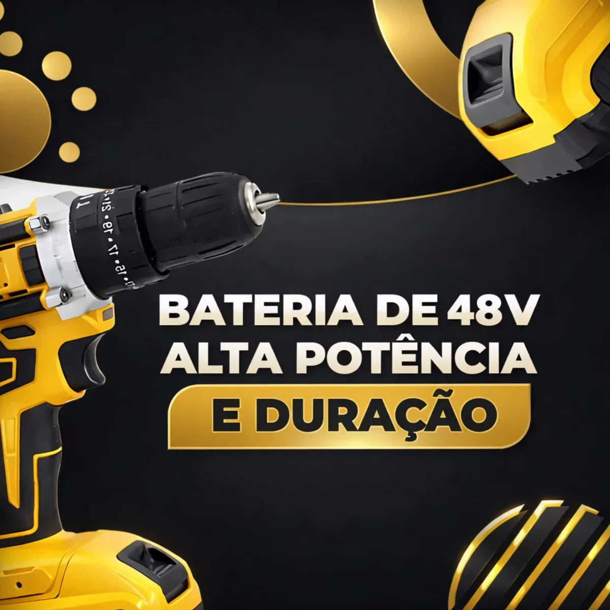 Kit Furadeira e Parafusadeira 48V - Com 2 Baterias e Maleta de Acessórios + Brindes