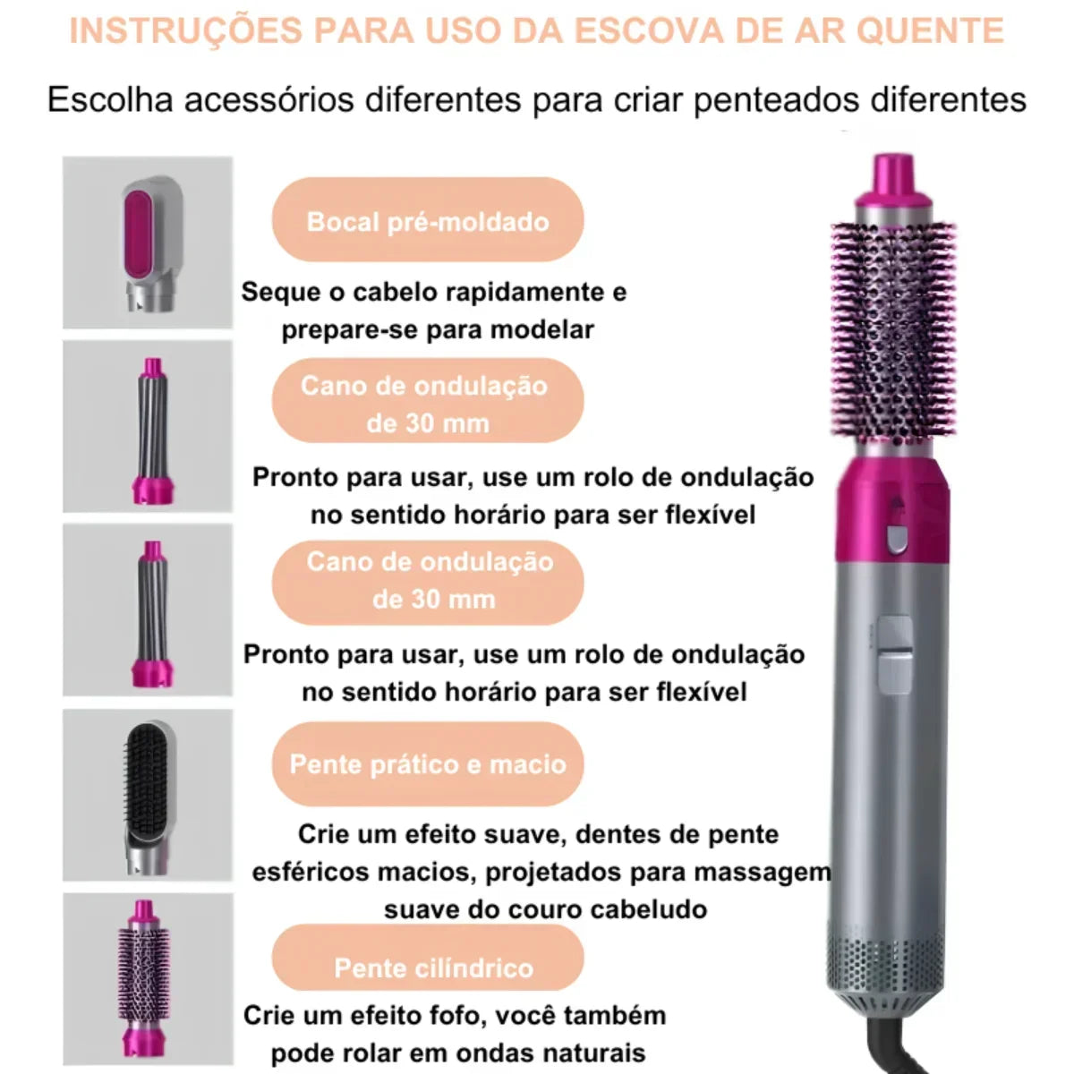 Secador Multifuncional Seca Escova e Modela Anti Frizz Original Profissional